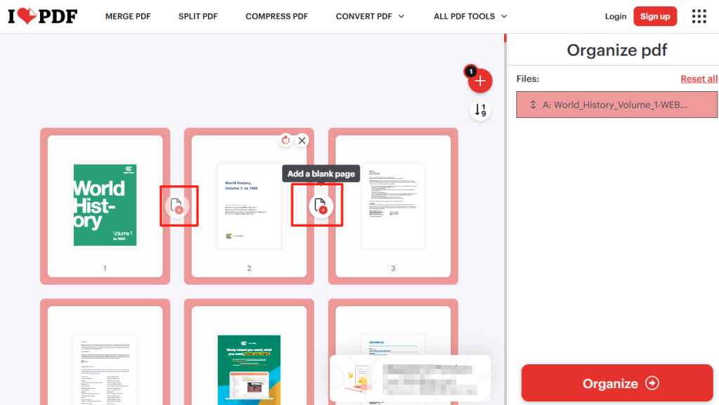 Add Blank Pages to PDF with iLovePDF 2