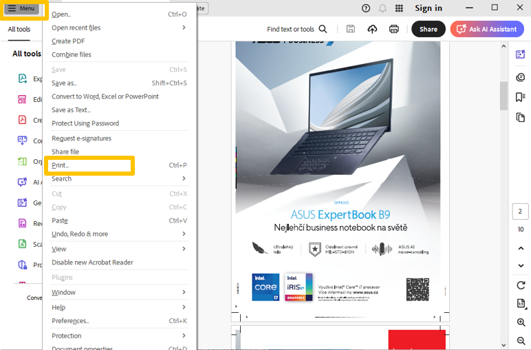 Convert Color PDF to Black and White in Adobe Reader 1