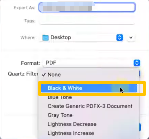Convert Color to Black and White in PDF Using Preview 2