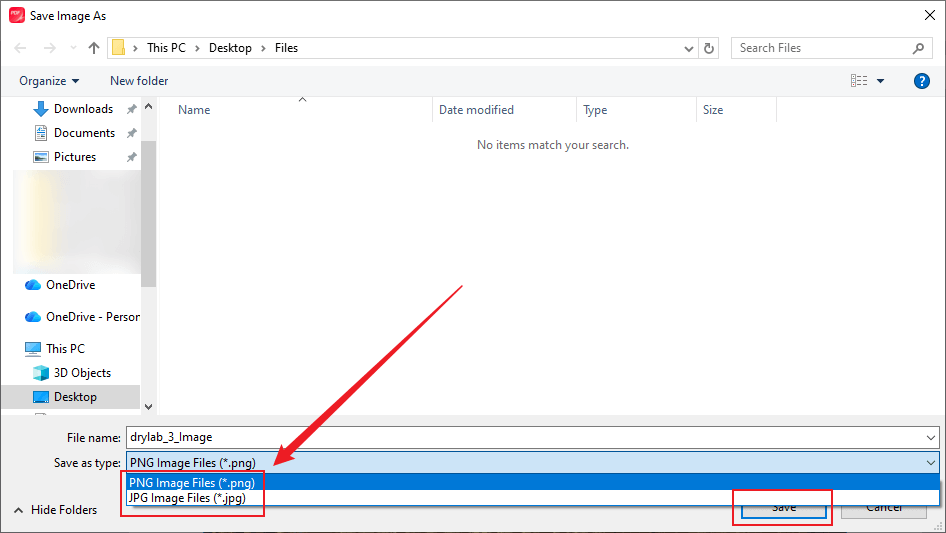 Select the target image format and click the Save button in the Save Image As window of JOPDF