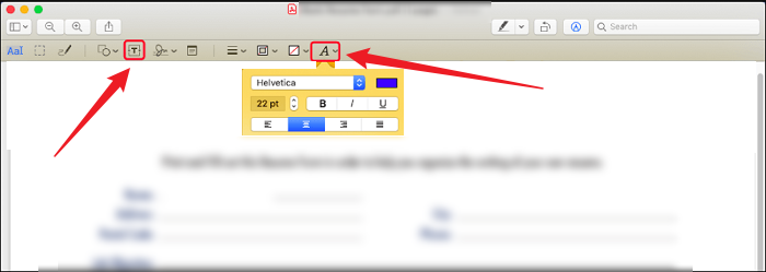 Click the Text Tool option to add a text box to the PDF in Preview