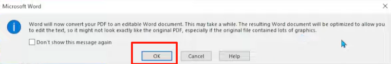 How to Edit a PDF File on Windows Using Microsoft Word step 2