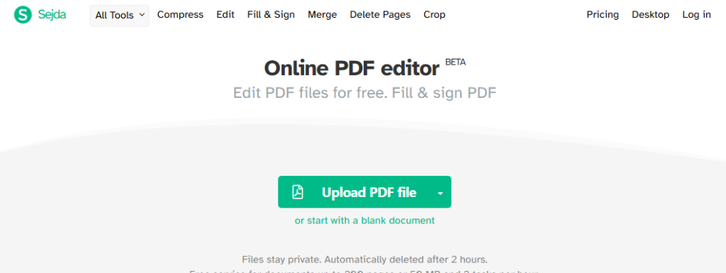 How to Edit PDF Files on Windows with Sejda step 2