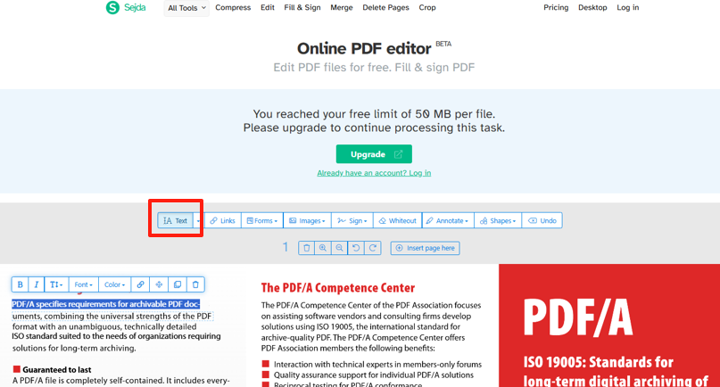 How to Edit PDF Files on Windows with Sejda step 3