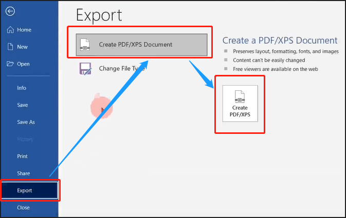 Create PDF/XPS