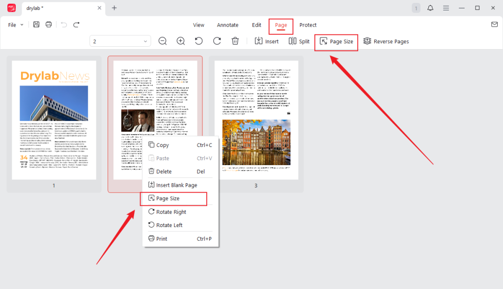 Go to the Page tab and select the Page Size option in JOPDF