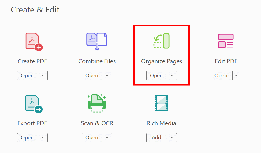 Adobe Organize Pages