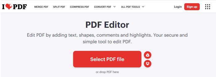 Type Text to a PDF with iLovePDF Online Service 1