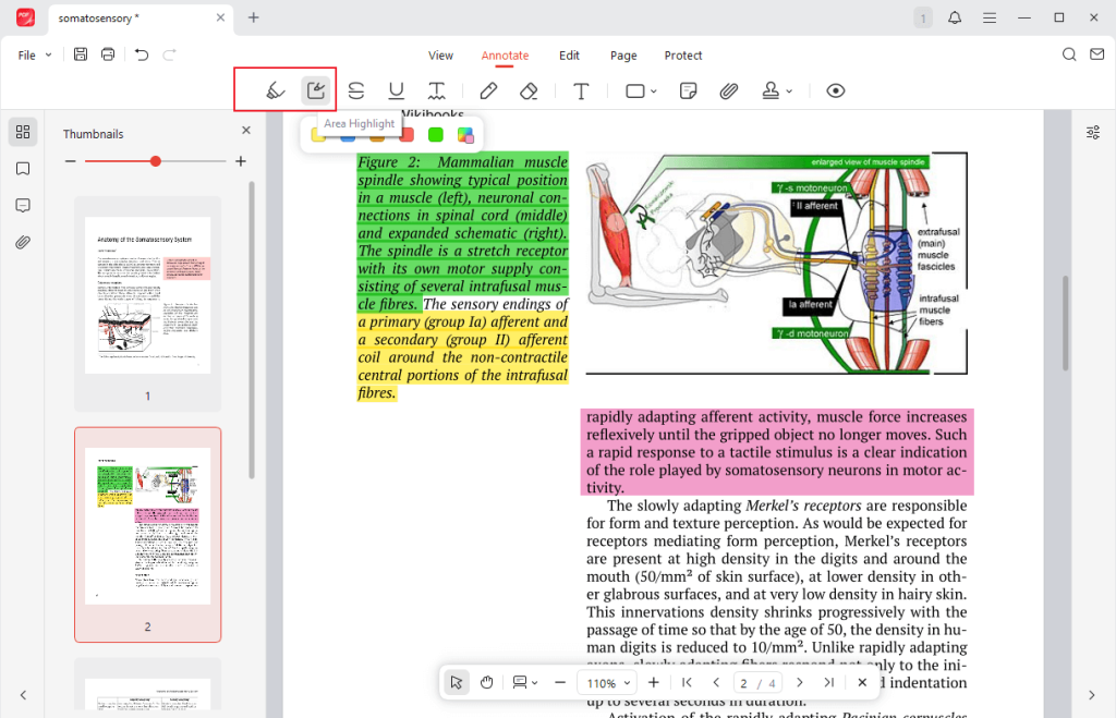 The highlight interface of JOPDF