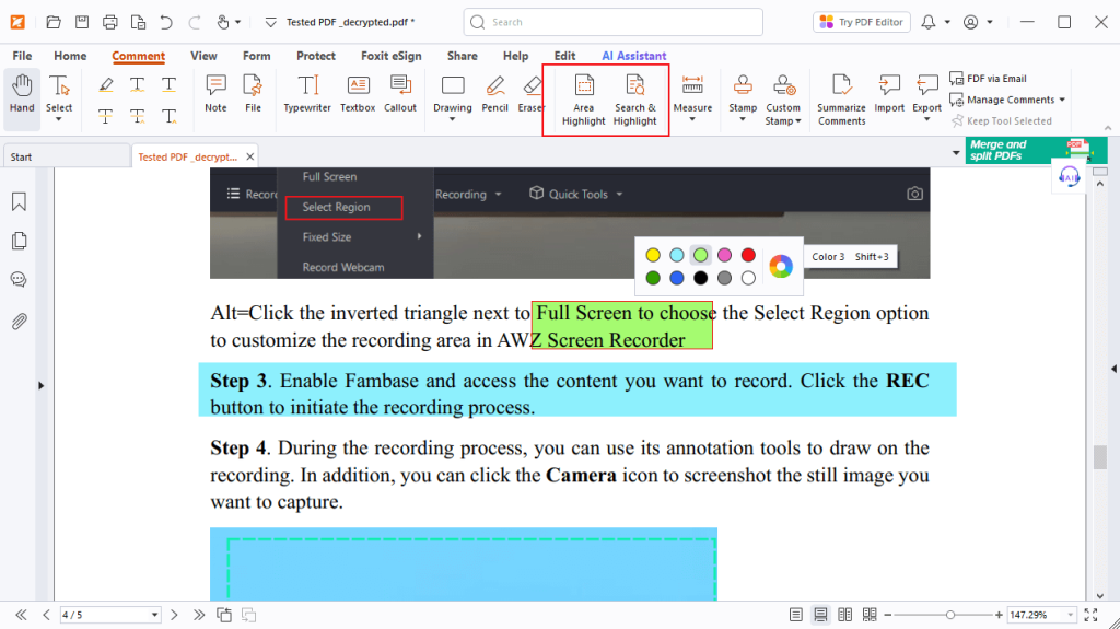 The user interface of Foxit PDF Reader