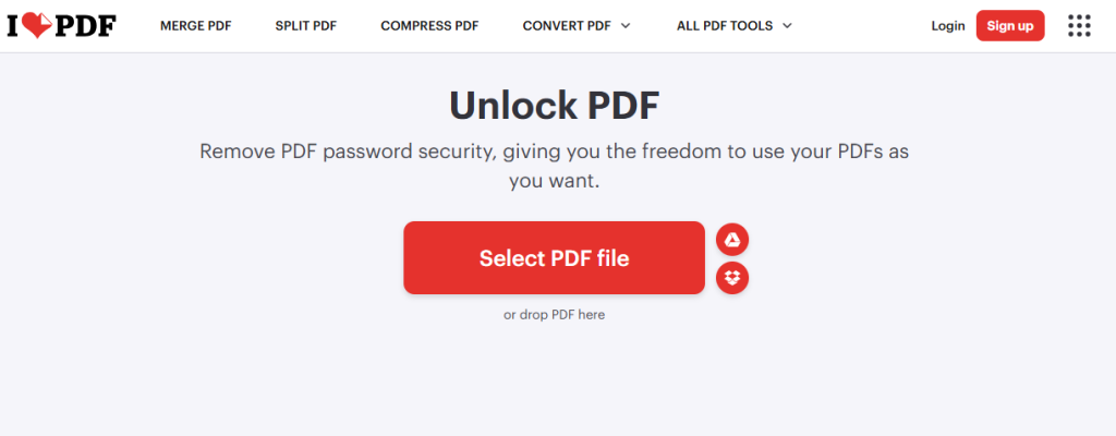 How to Remove a Password in a PDF with iLovePDF 1
