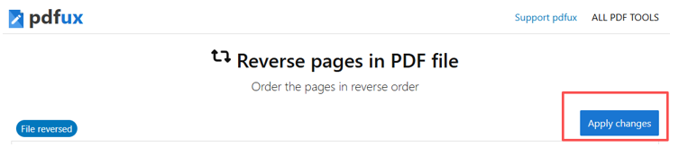 Reverse PDF Pages with pdfux step 3