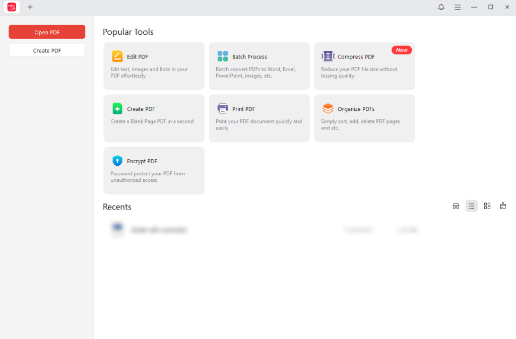 The main interface of JOPDF