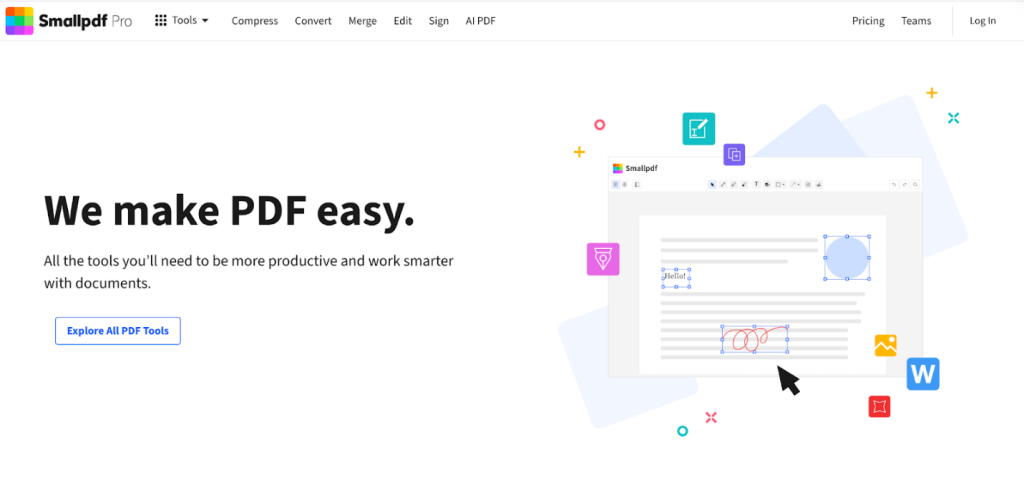 The website page of Smallpdf