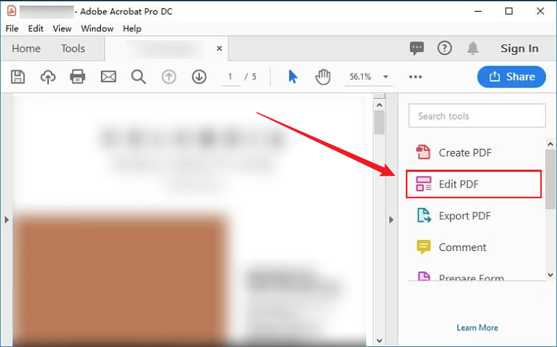 Click Edit PDF in Adobe Acrobat