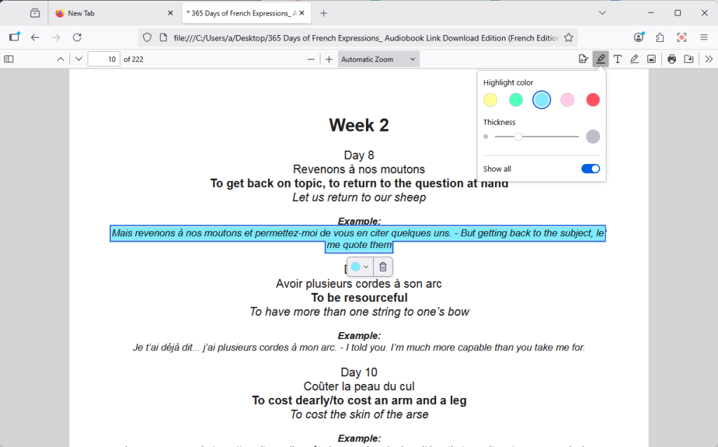 Highlight PDF in Edge