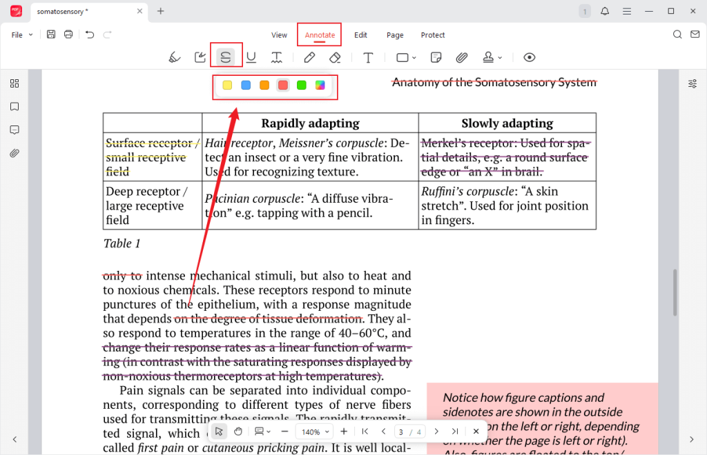 Click the third Strikethrough option to strike through the text in a PDF using JOPDF