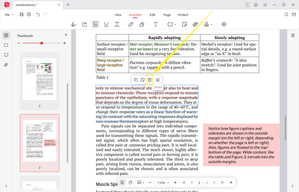 Click on the strikethrough and click the delete icon in JOPDF