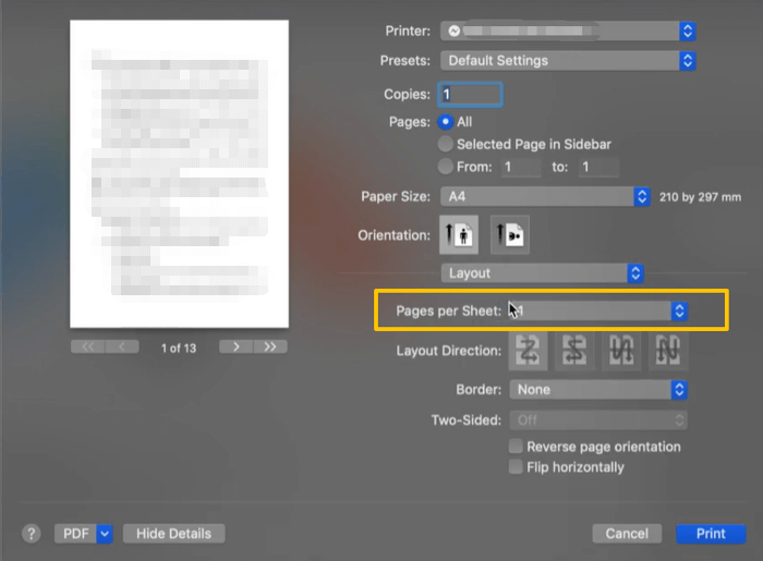 Print Two Pages on One Sheet on PDF in Preview 2