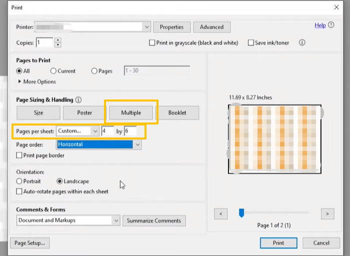 Print PDF Multiple Pages per Sheet with Adobe Reader 2