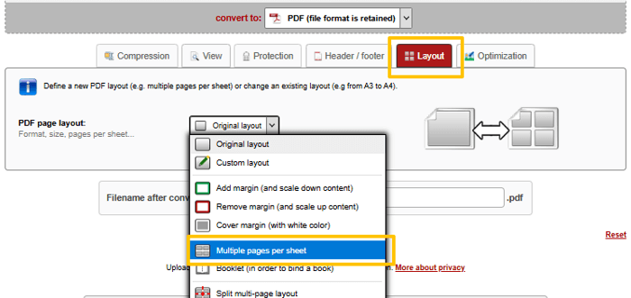 How to Print Multiple Pages on One Page PDF with Online2PDF 2