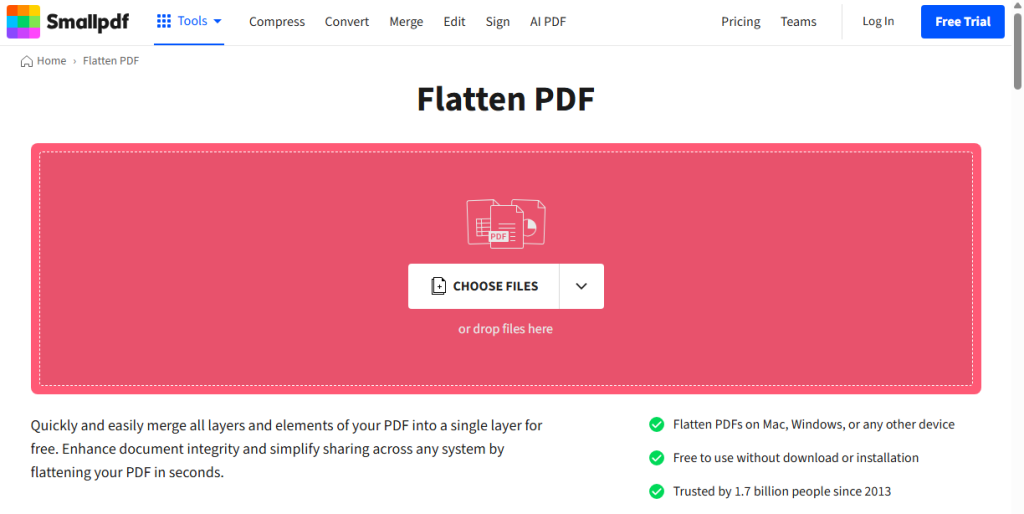 Smallpdf Flatten PDF