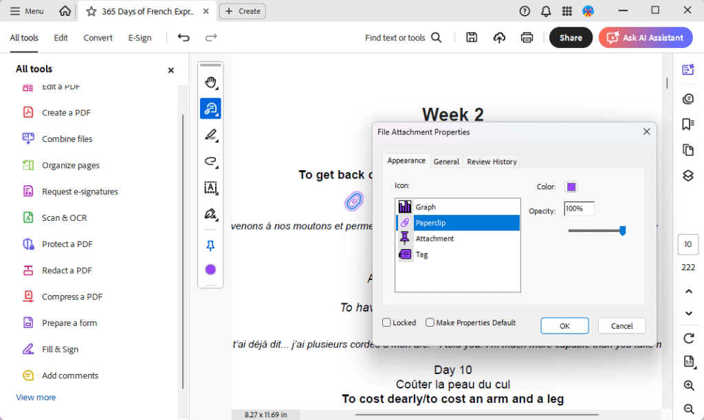 Acrobat Adjust Attachment Icon