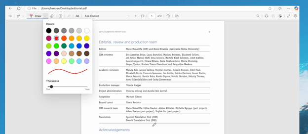 Draw on a PDF in Edge