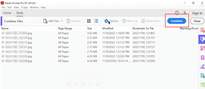 Merge JPG Files into One PDF in Adobe Acrobat 2