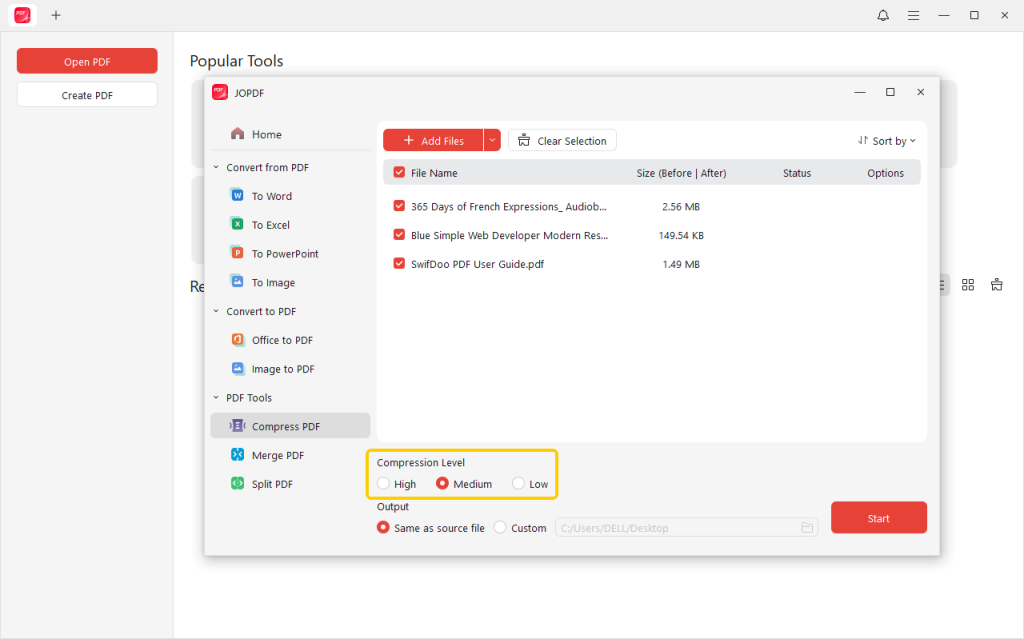 Compress PDF Settings