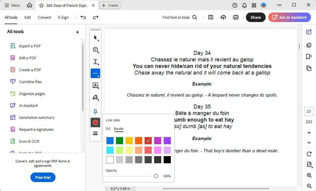 Acrobat Adjust Line Color