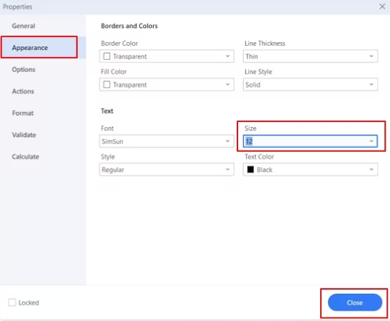 Go to Appearance to edit the font size in PDFelement
