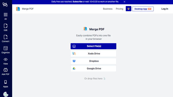 Combine PDFs without Adobe Acrobat Using Xodo 1