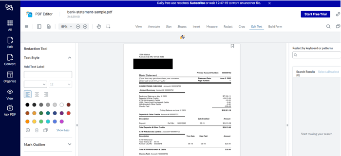 How to Edit a Bank Statement with Xodo