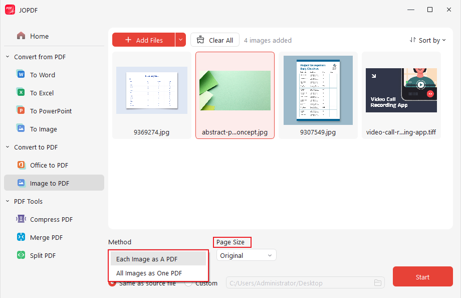 Customize the conversion settings in JOPDF