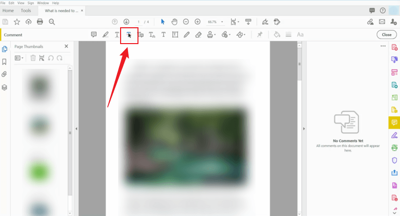 Click on the Strikethrough icon in Adobe Acrobat