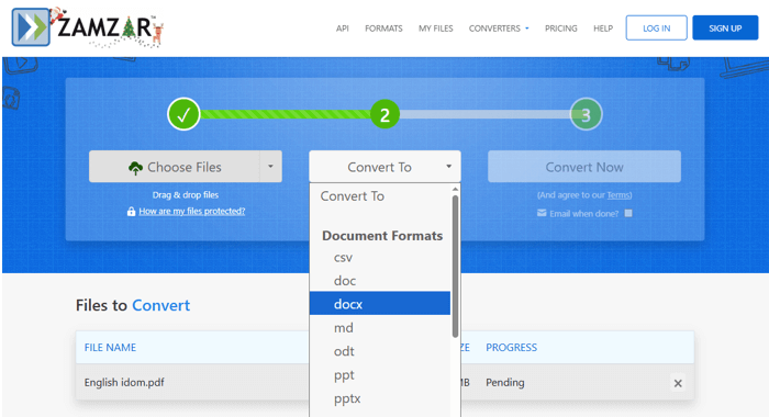 How to Turn a PDF into a Word Doc with Zamzar 2
