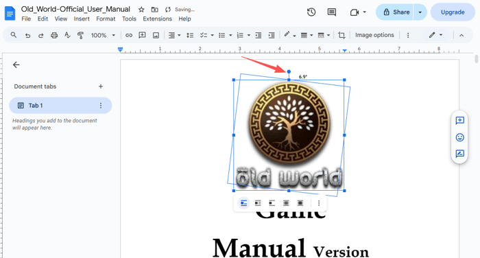 How to Rotate an Image in a PDF with Google Docs 2