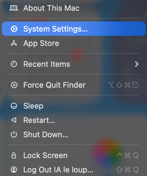 Click Apple and select the System Settings option on Mac
