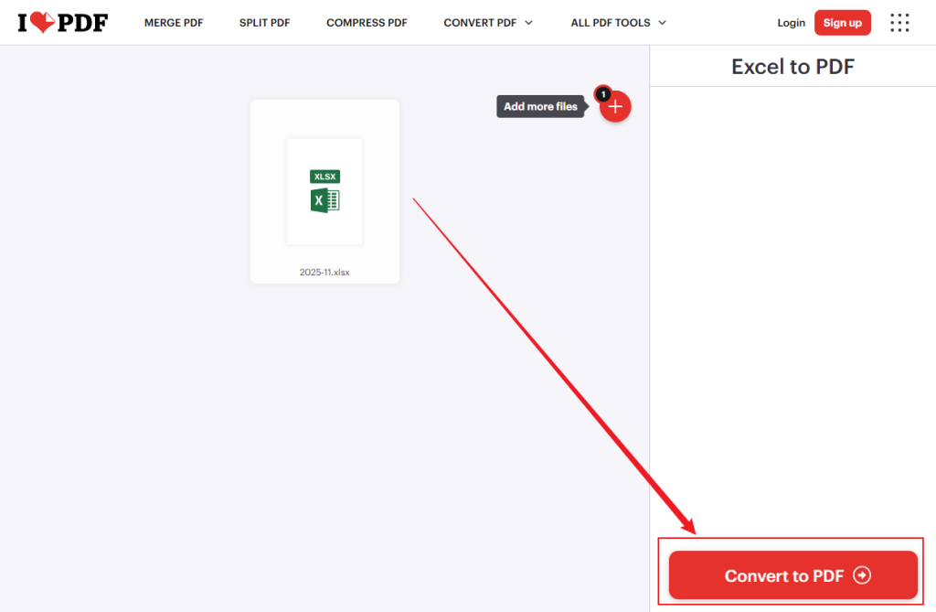 Click the Convert to PDF button in iLovePDF