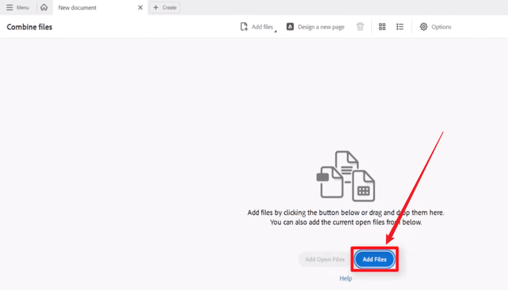 Click Add Files to import the target PDFs into Adobe Acrobat