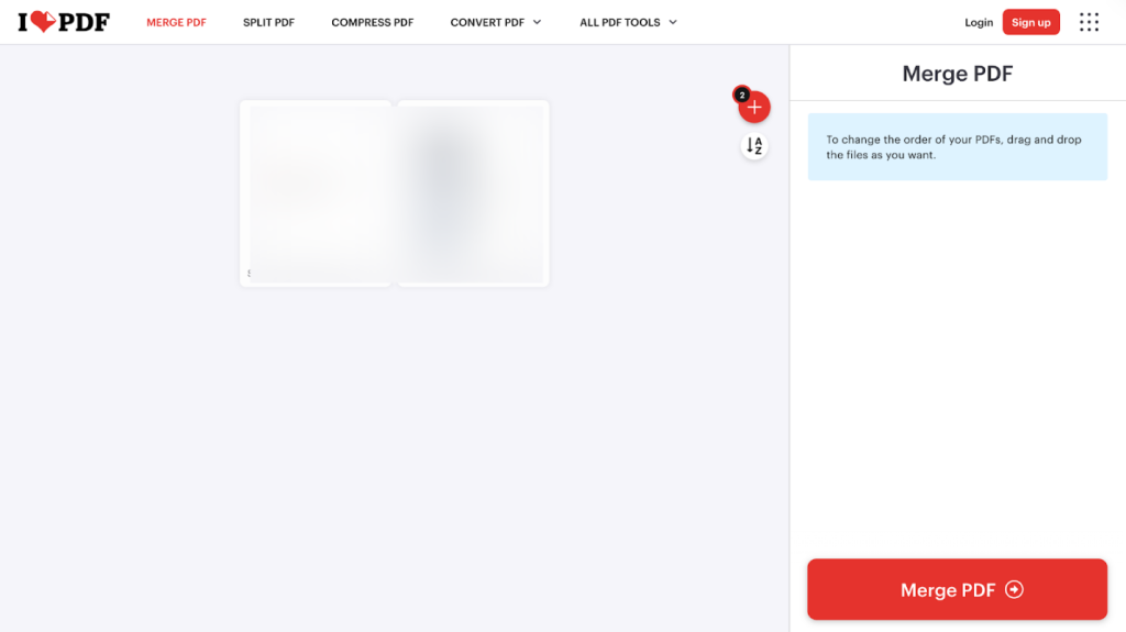 Click Merge PDF in iLovePDF