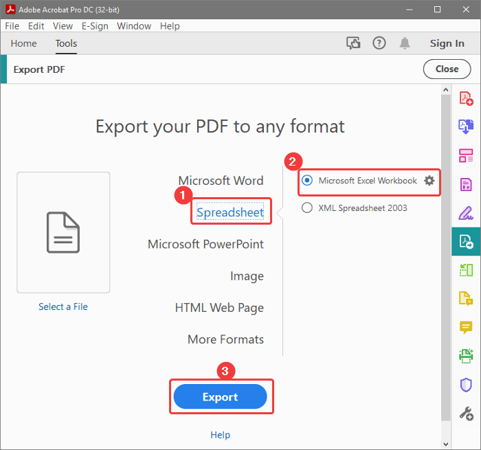 Export PDF to Excel in Adobe Acrobat