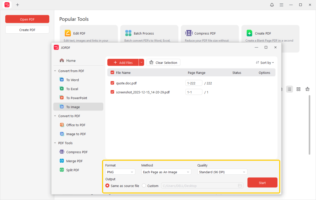 JOPDF Convert PDF to PNG