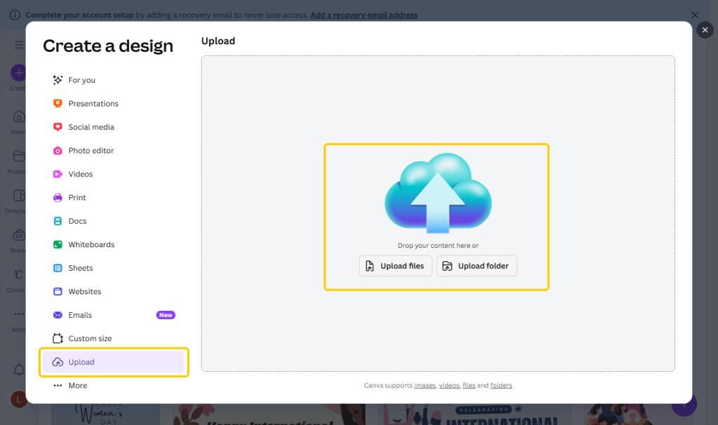 Canva Upload