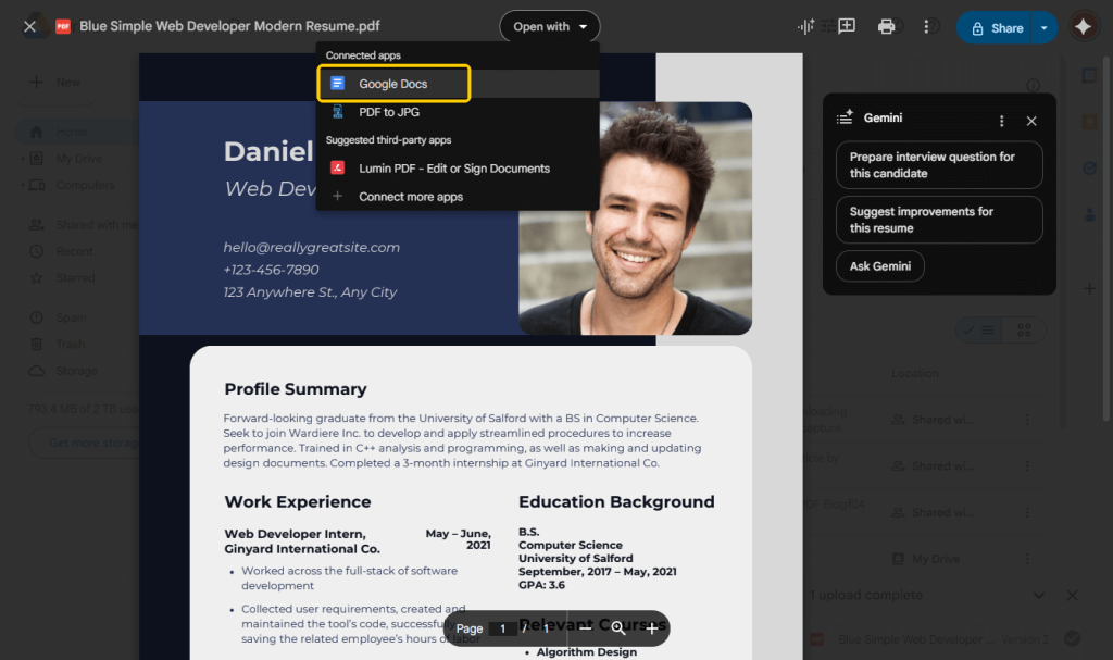 Open with Google Docs