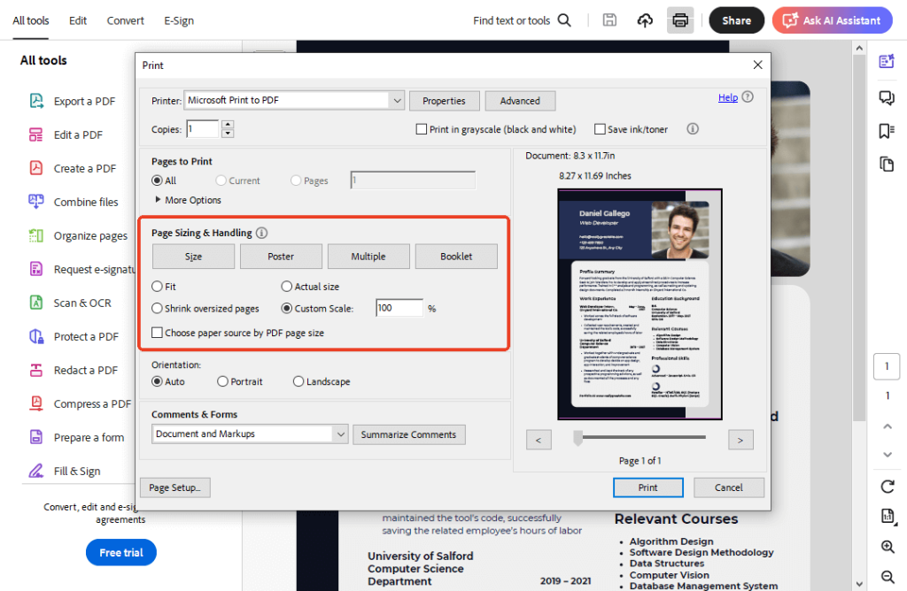 Adobe Page Sizing & Handling