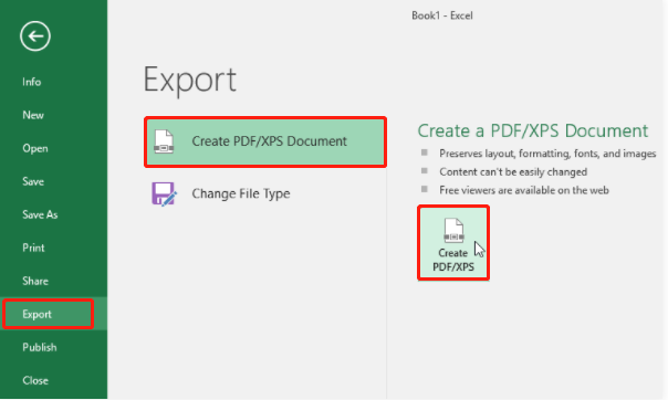 Create PDF/XPS