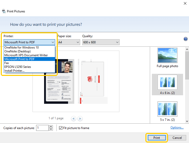 Windows Print to PDF