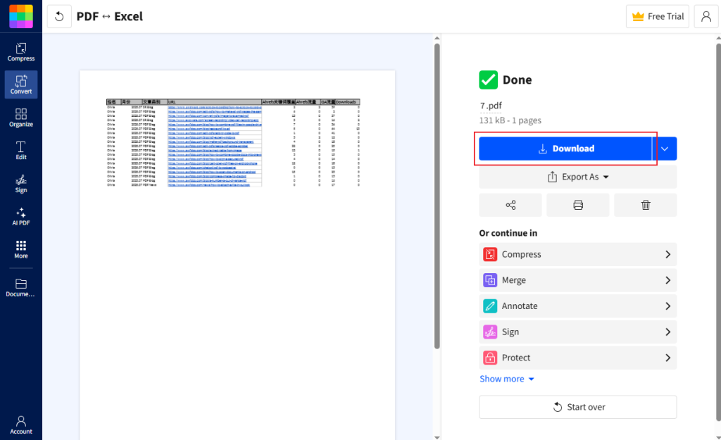 Click Download to save the PDF file